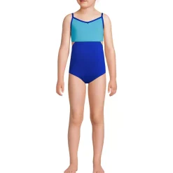 Girls Chlorine Resistant X-Back Cut Out One Piece Swimsuit