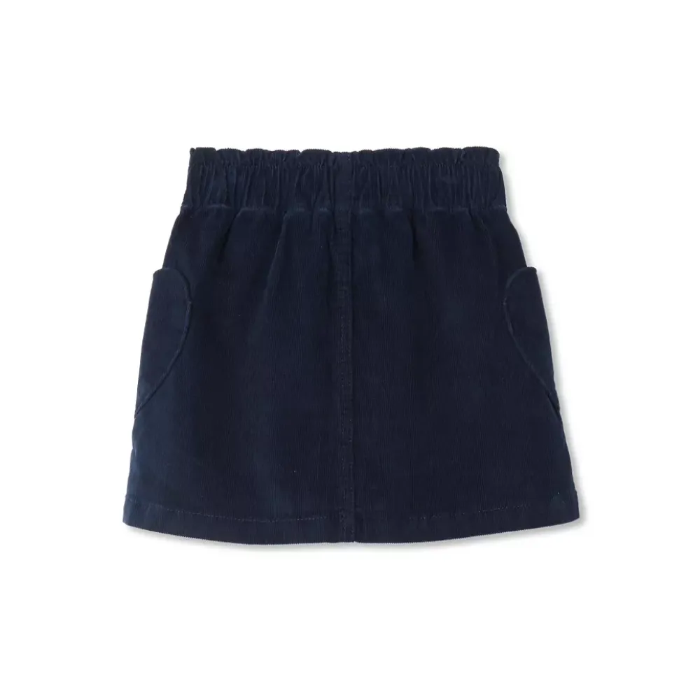 Girls Corduroy Skirt with Heart Pockets