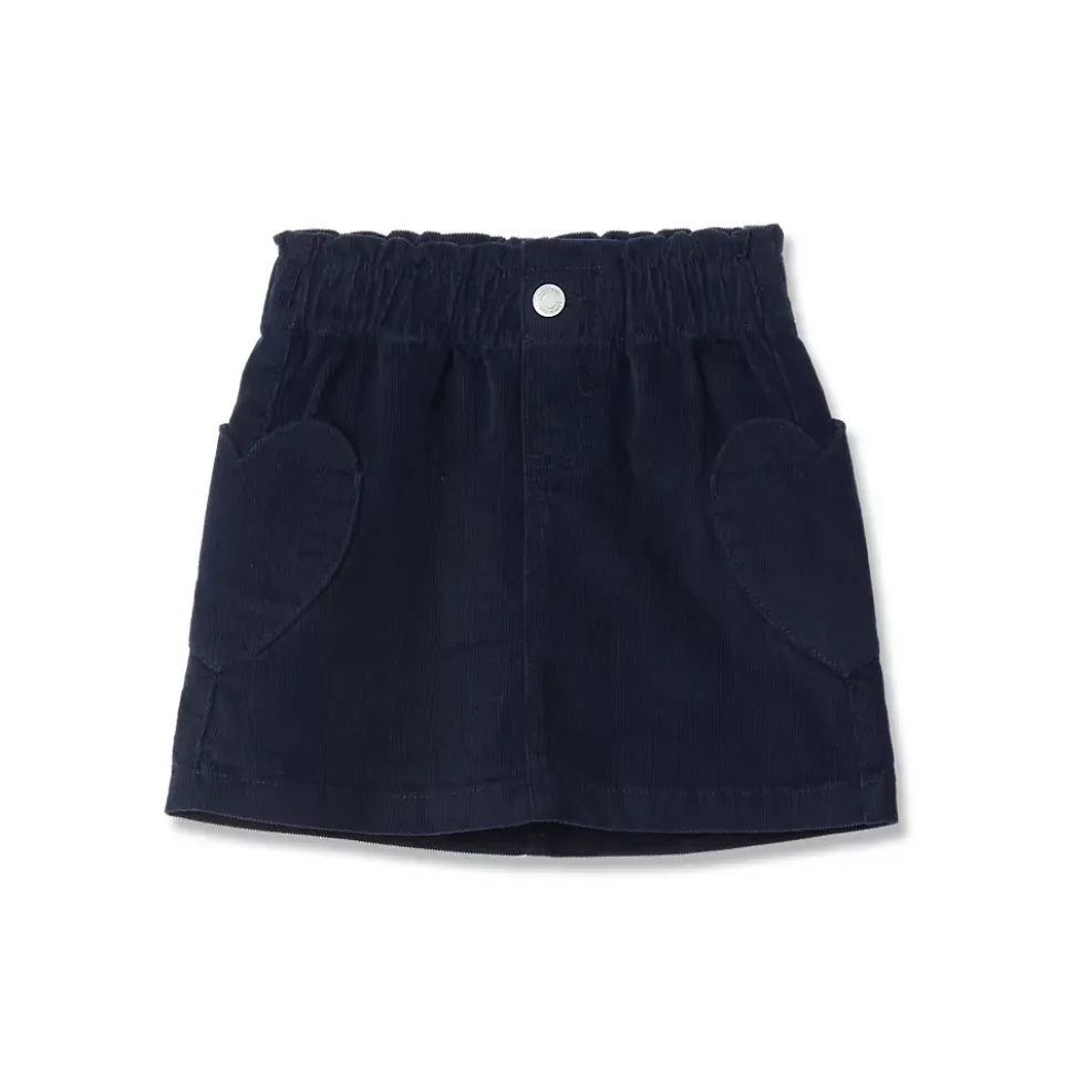 Girls Corduroy Skirt with Heart Pockets