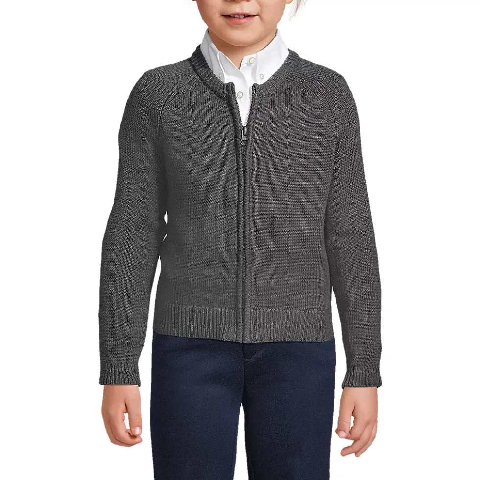 Girls Cotton Modal Zip Front Cardigan Sweater