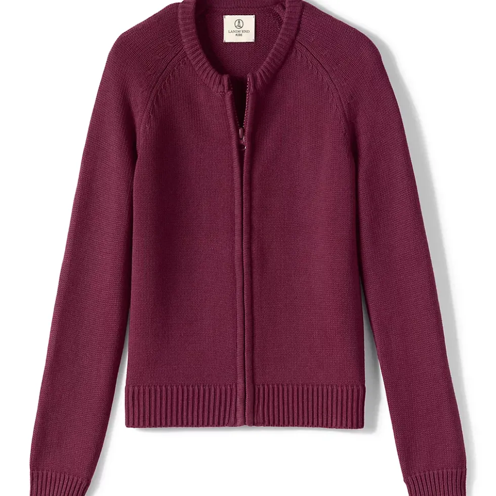 Girls Cotton Modal Zip Front Cardigan Sweater