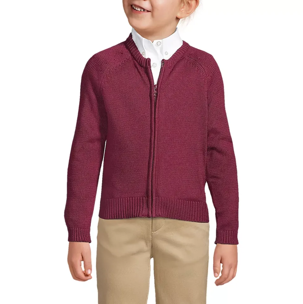 Girls Cotton Modal Zip Front Cardigan Sweater