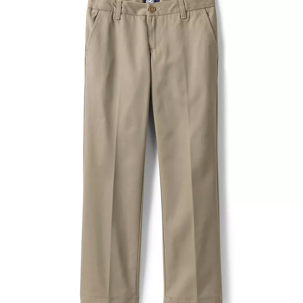 Girls Iron Knee Blend Plain Front Chino Pants