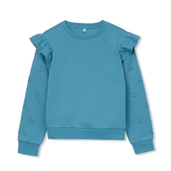 Girls Long Sleeve Cozy Fleece Ruffle Eyelet Sweatshirt