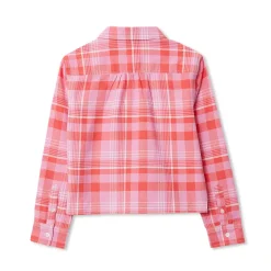 Girls Long Sleeve Cropped Flannel Shirt