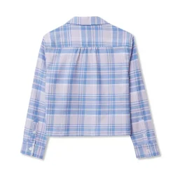 Girls Long Sleeve Cropped Flannel Shirt
