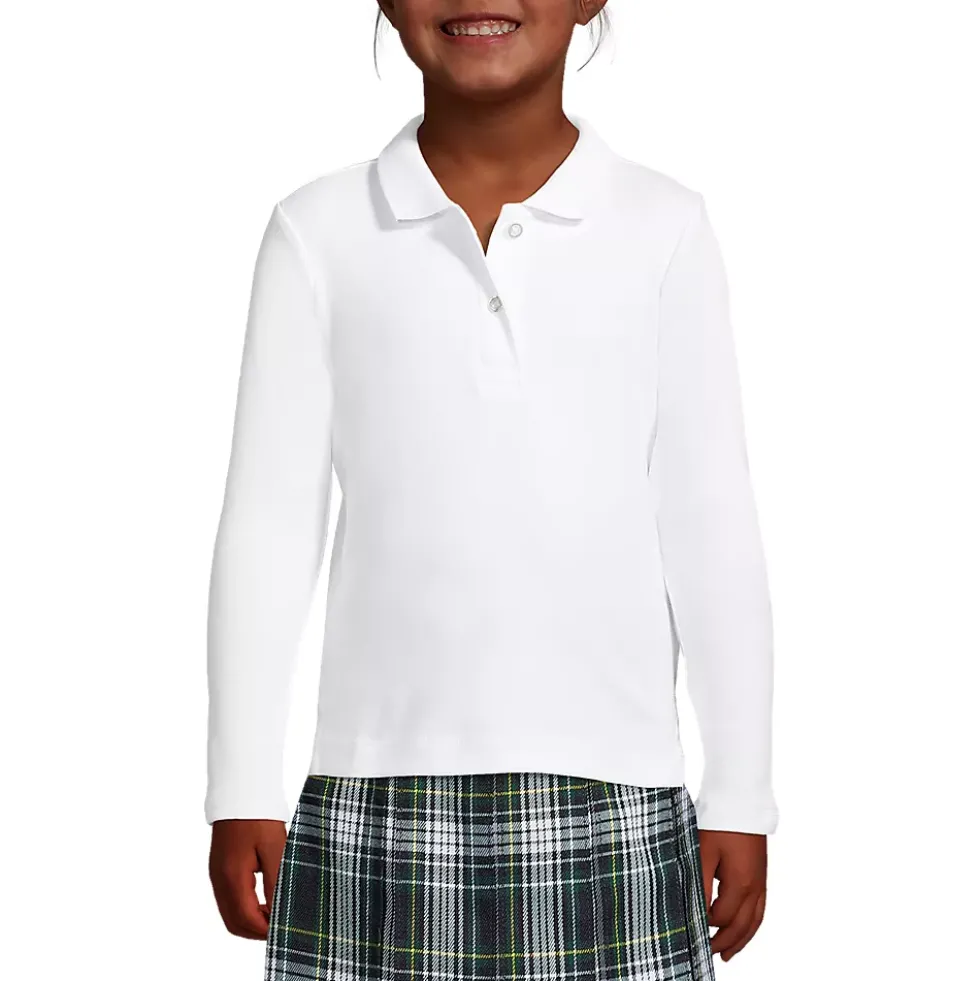 Girls Long Sleeve Feminine Fit Interlock Polo Shirt
