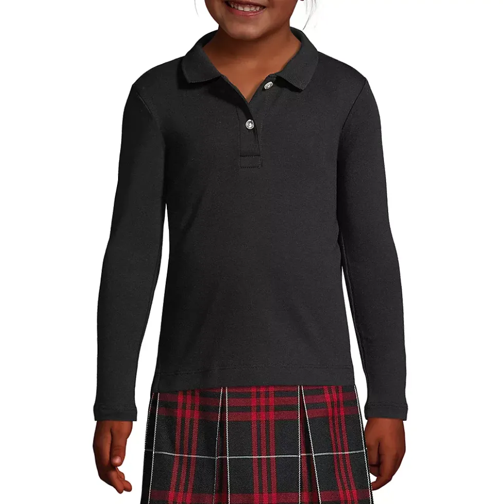 Girls Long Sleeve Feminine Fit Interlock Polo Shirt