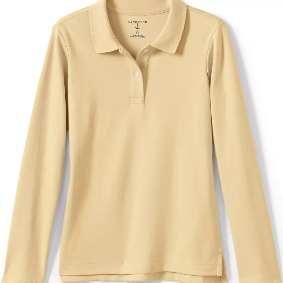Girls Long Sleeve Feminine Fit Interlock Polo Shirt