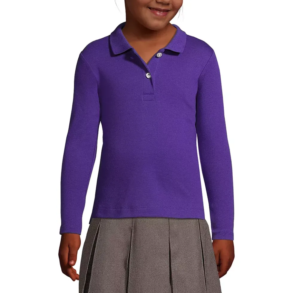 Girls Long Sleeve Feminine Fit Interlock Polo Shirt