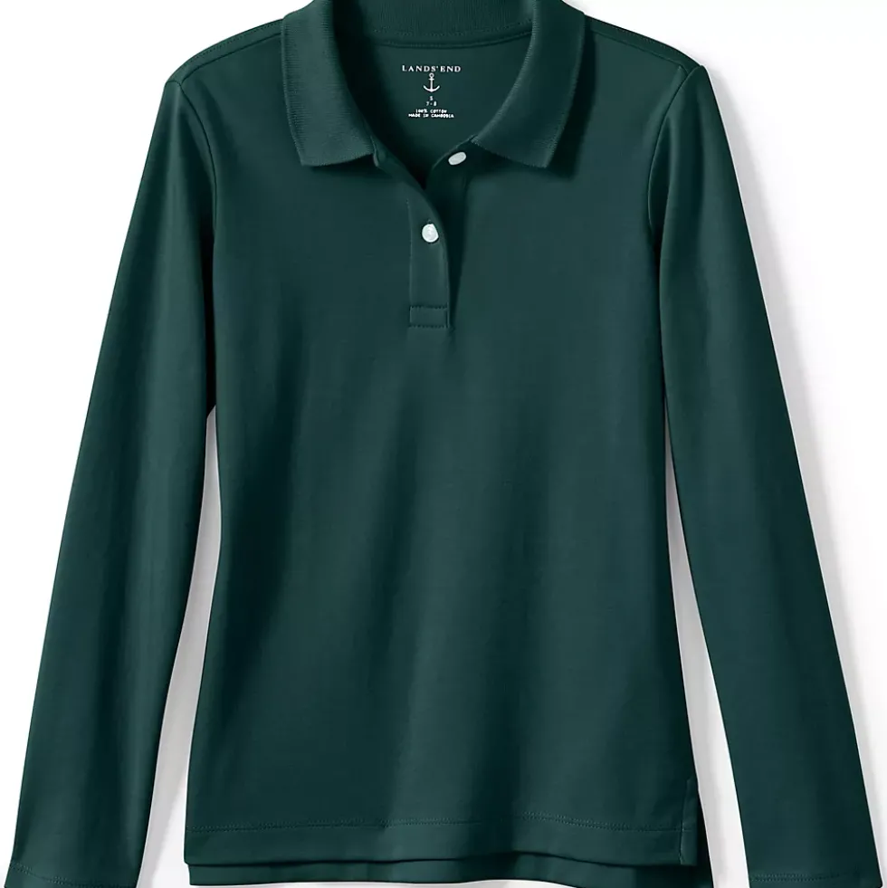 Girls Long Sleeve Feminine Fit Interlock Polo Shirt