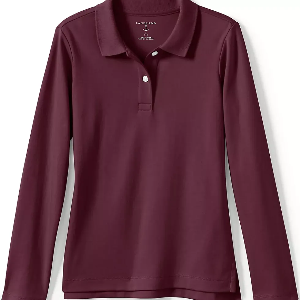 Girls Long Sleeve Feminine Fit Interlock Polo Shirt