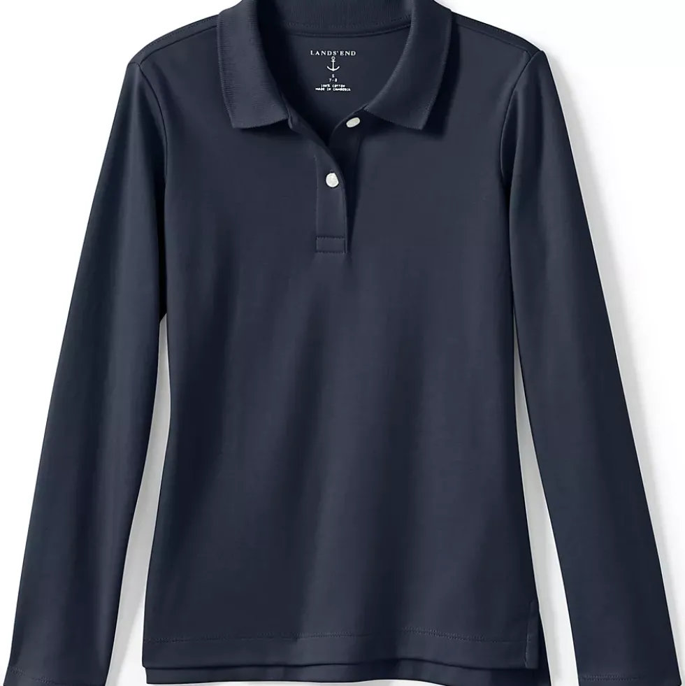 Girls Long Sleeve Feminine Fit Interlock Polo Shirt