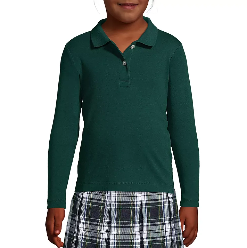 Girls Long Sleeve Feminine Fit Interlock Polo Shirt
