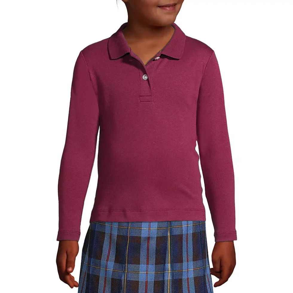 Girls Long Sleeve Feminine Fit Interlock Polo Shirt