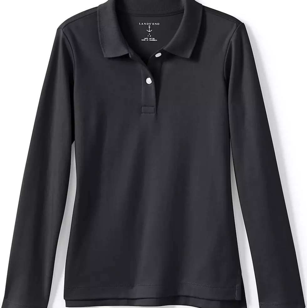 Girls Long Sleeve Feminine Fit Interlock Polo Shirt