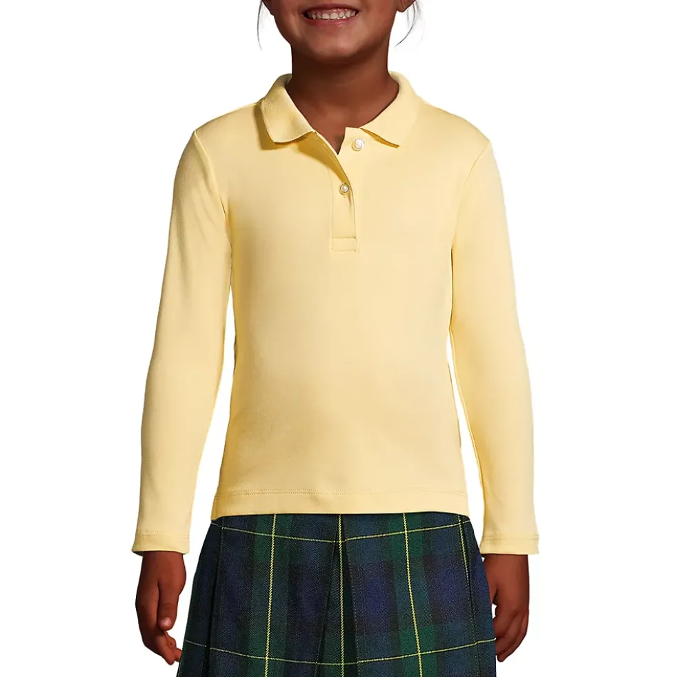 Girls Long Sleeve Feminine Fit Interlock Polo Shirt