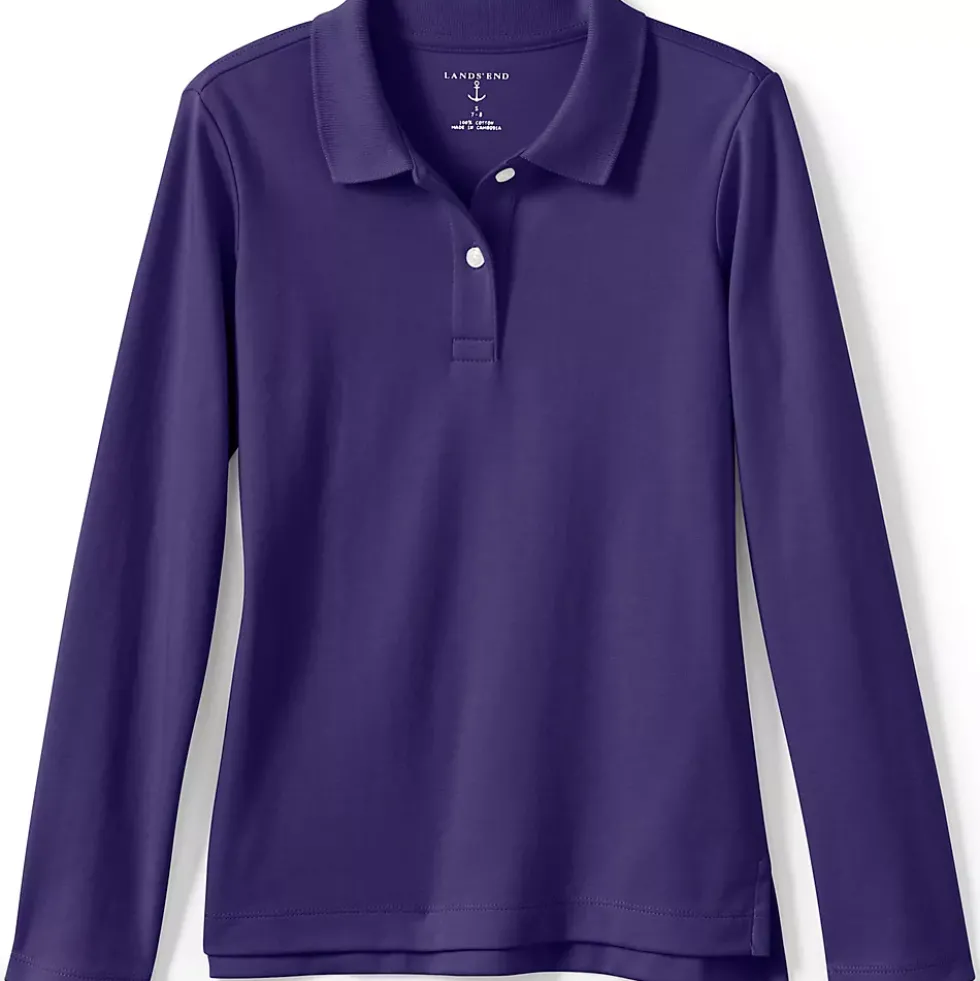 Girls Long Sleeve Feminine Fit Interlock Polo Shirt