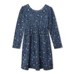 Girls Long Sleeve Gathered Waist Jersey Dress