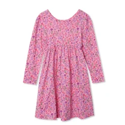 Girls Long Sleeve Gathered Waist Jersey Dress