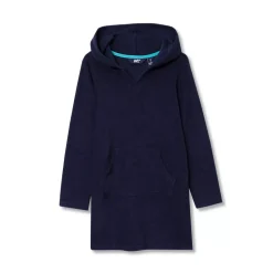 Girls Long Sleeve Hooded Front Pocket Terry Cloth Swimsuit Cover-Up