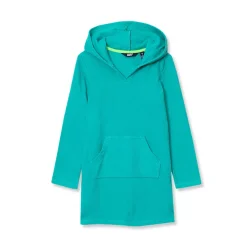 Girls Long Sleeve Hooded Front Pocket Terry Cloth Swimsuit Cover-Up