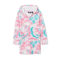 Girls Long Sleeve Hooded Front Pocket Terry Cloth Swimsuit Cover-Up