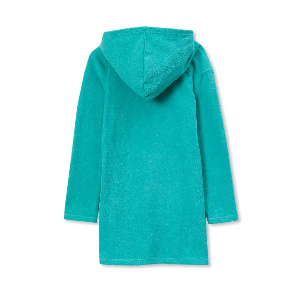 Girls Long Sleeve Hooded Front Pocket Terry Cloth Swimsuit Cover-Up