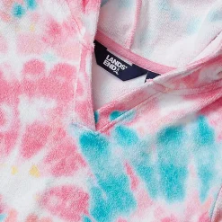 Girls Long Sleeve Hooded Front Pocket Terry Cloth Swimsuit Cover-Up
