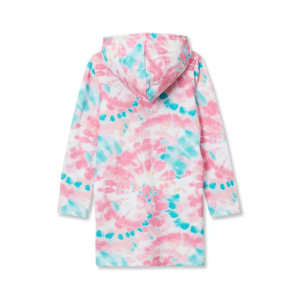 Girls Long Sleeve Hooded Front Pocket Terry Cloth Swimsuit Cover-Up