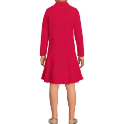 Girls Long Sleeve Mesh Pleated Polo Dress