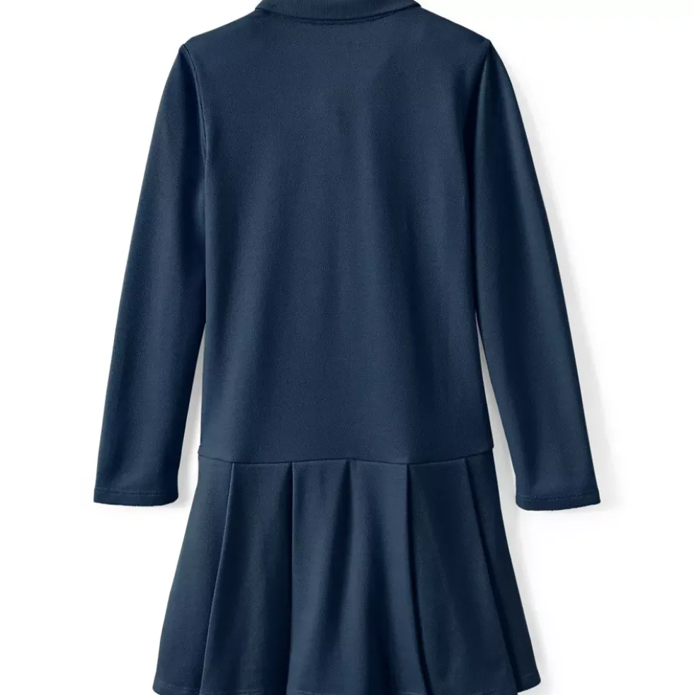 Girls Long Sleeve Mesh Pleated Polo Dress