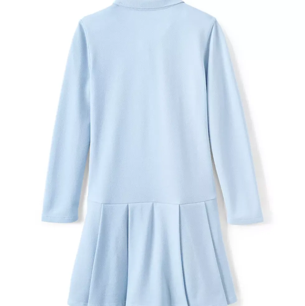 Girls Long Sleeve Mesh Pleated Polo Dress