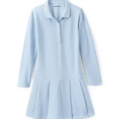 Girls Long Sleeve Mesh Pleated Polo Dress