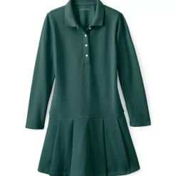 Girls Long Sleeve Mesh Pleated Polo Dress