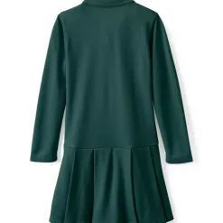 Girls Long Sleeve Mesh Pleated Polo Dress