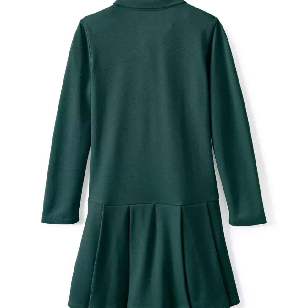 Girls Long Sleeve Mesh Pleated Polo Dress