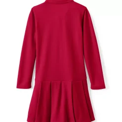 Girls Long Sleeve Mesh Pleated Polo Dress