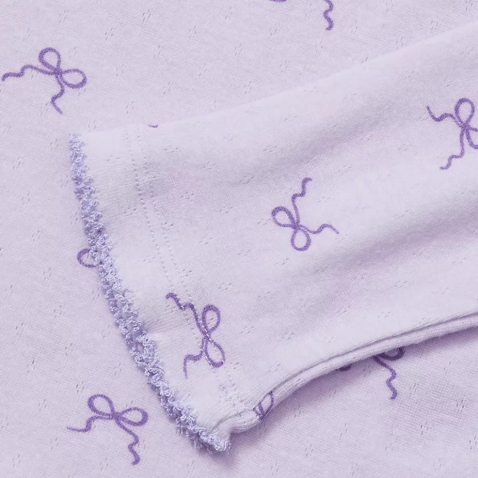 Girls Long Sleeve Pointelle Knit Shirt