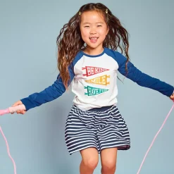 Girls Long Sleeve Raglan Graphic T-Shirt