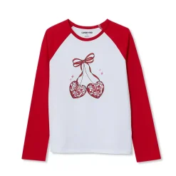Girls Long Sleeve Raglan Graphic T-Shirt