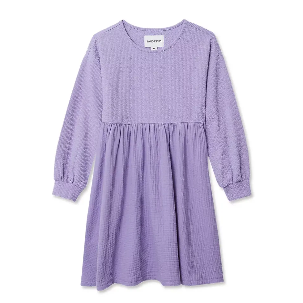 Girls Long Sleeve Ribbed Dress