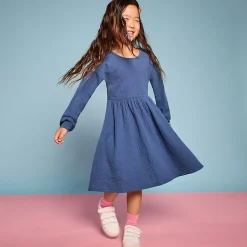 Girls Long Sleeve Ribbed Dress