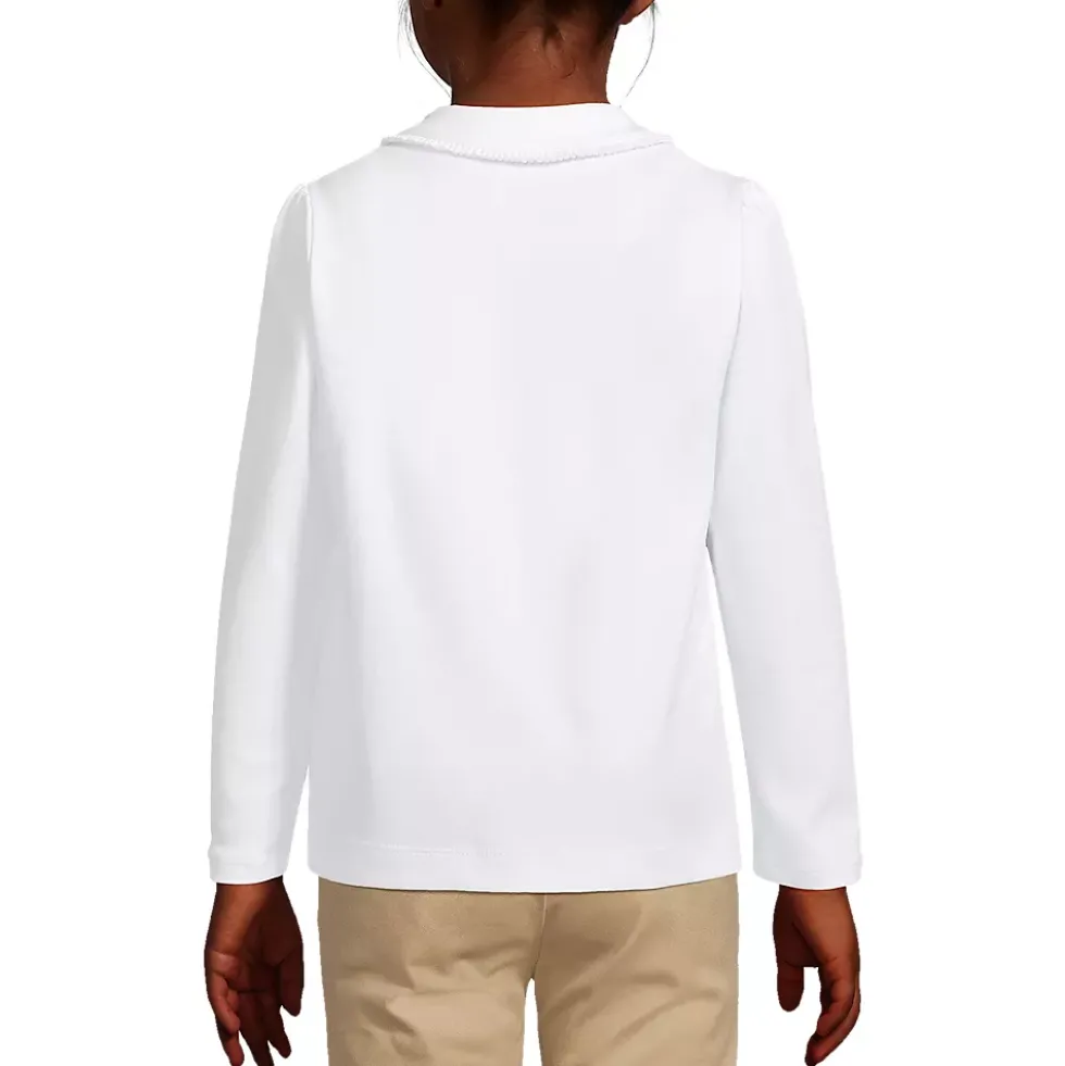 Girls Long Sleeve Ruffled Peter Pan Collar Knit Shirt