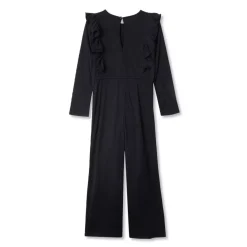Girls Long Sleeve Ruffle Knit Jumpsuit