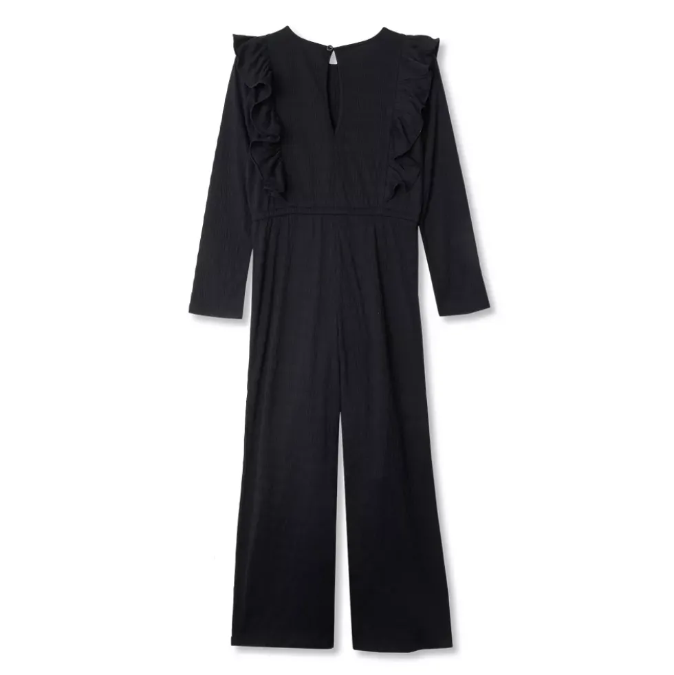 Girls Long Sleeve Ruffle Knit Jumpsuit