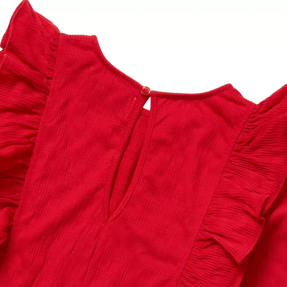 Girls Long Sleeve Ruffle Knit Jumpsuit