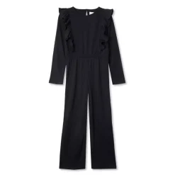 Girls Long Sleeve Ruffle Knit Jumpsuit