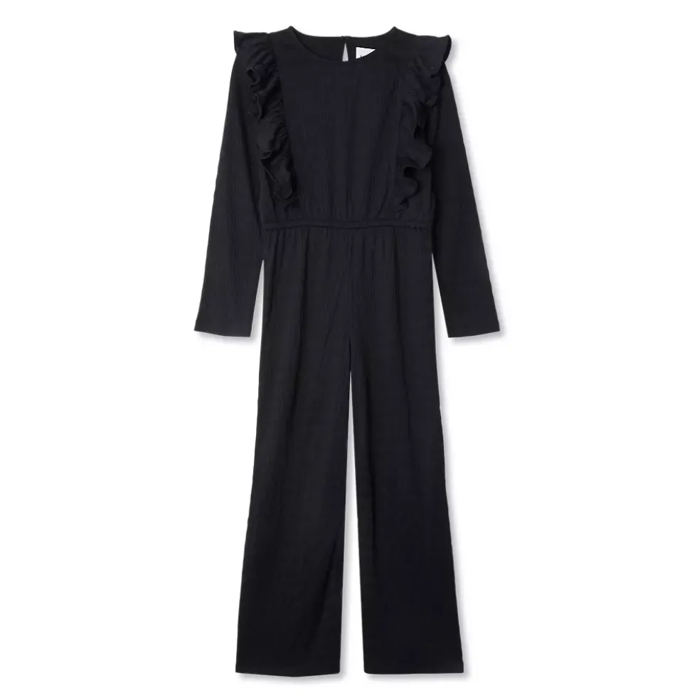 Girls Long Sleeve Ruffle Knit Jumpsuit