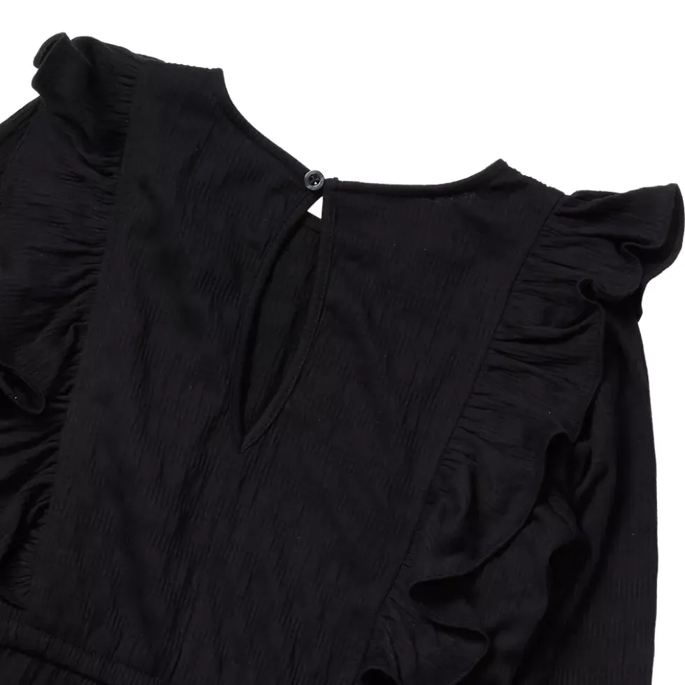 Girls Long Sleeve Ruffle Knit Jumpsuit